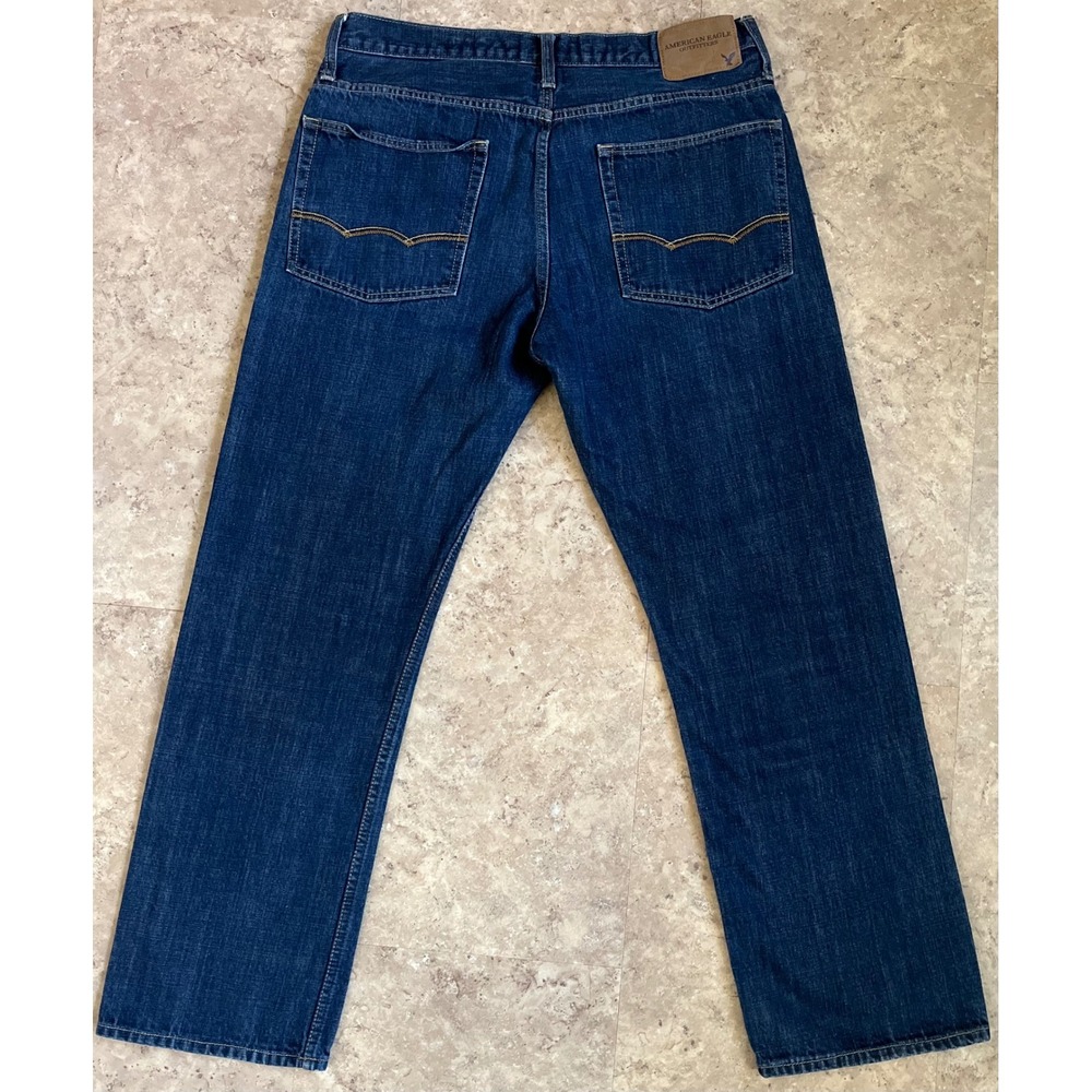 American Eagle Relaxed Fit Jeans Mens 34x31 Dark Wash Blue Denim Classic - Picture 3 of 12